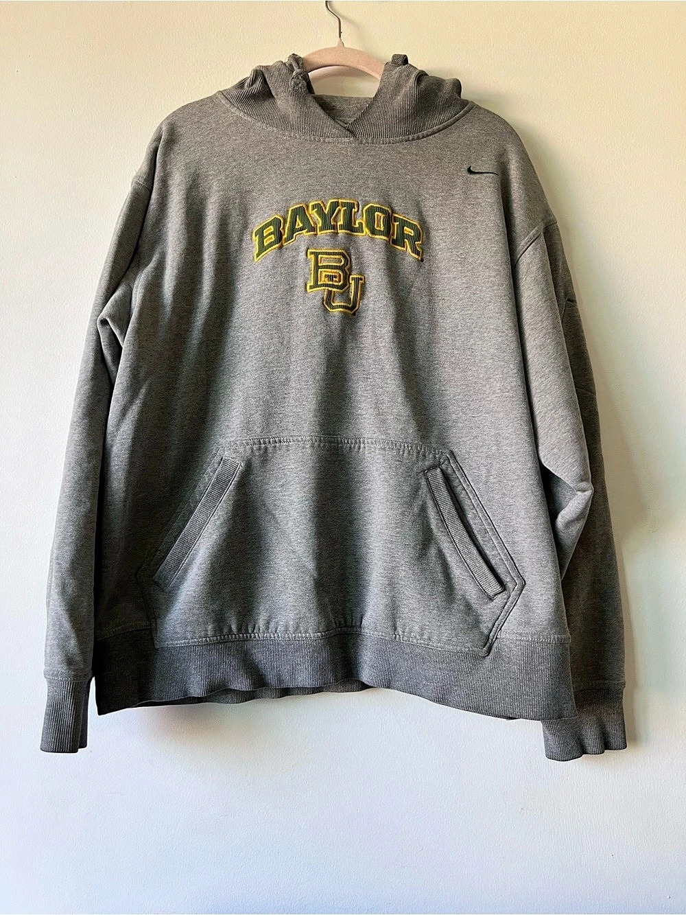Nike Baylor Bears Vintage School Logo Pullover Hoodie Gray Large